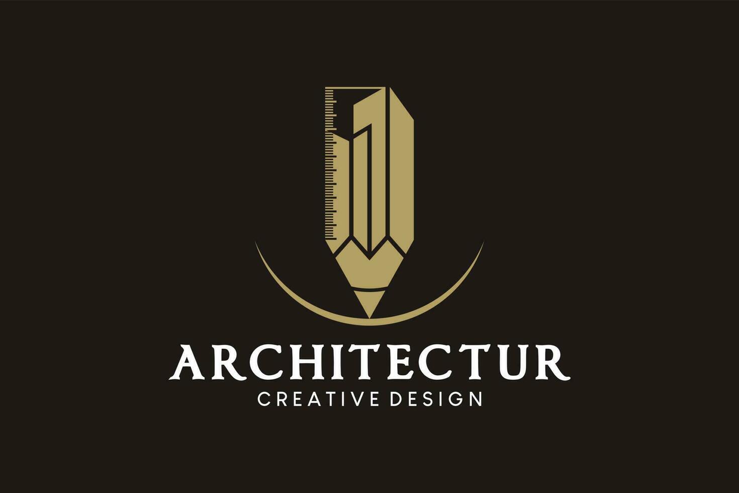 gebouw architectuur logo ontwerp met creatief potlood concept vector