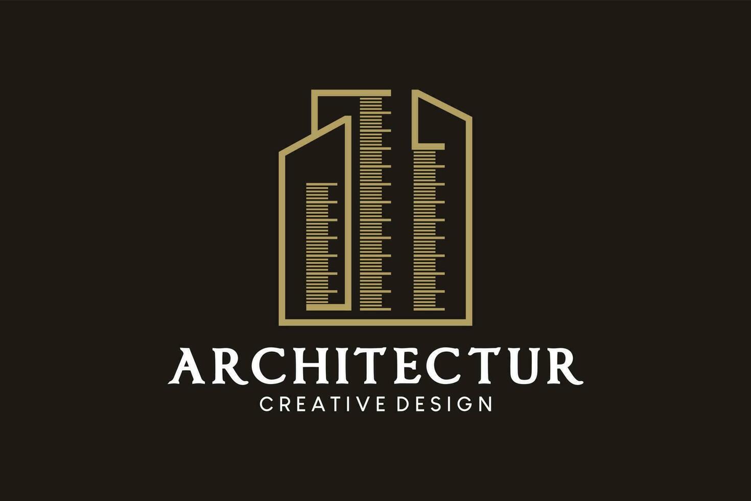 gebouw architectuur logo ontwerp met creatief centimeter Mark vector