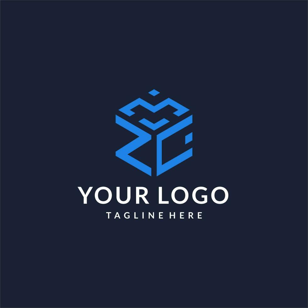 zc logo zeshoek ontwerpen, het beste monogram eerste logo met zeshoekig vorm ontwerp ideeën vector