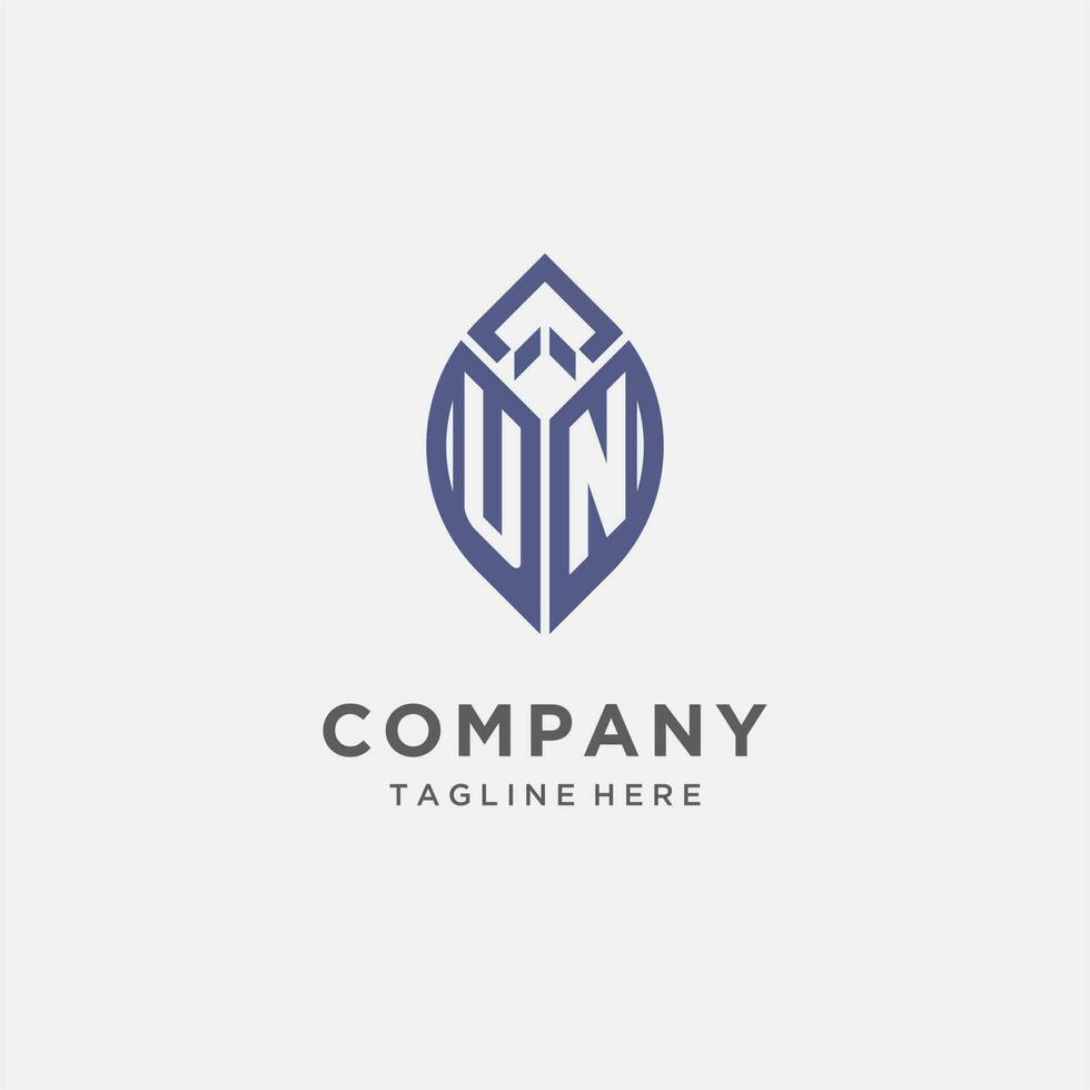 un logo met blad vorm geven aan, schoon en modern monogram eerste logo ontwerp vector
