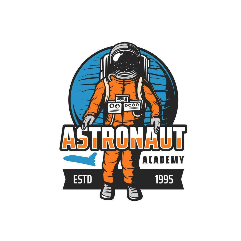 astronaut academie icoon ruimtevaarder van orbital station vector