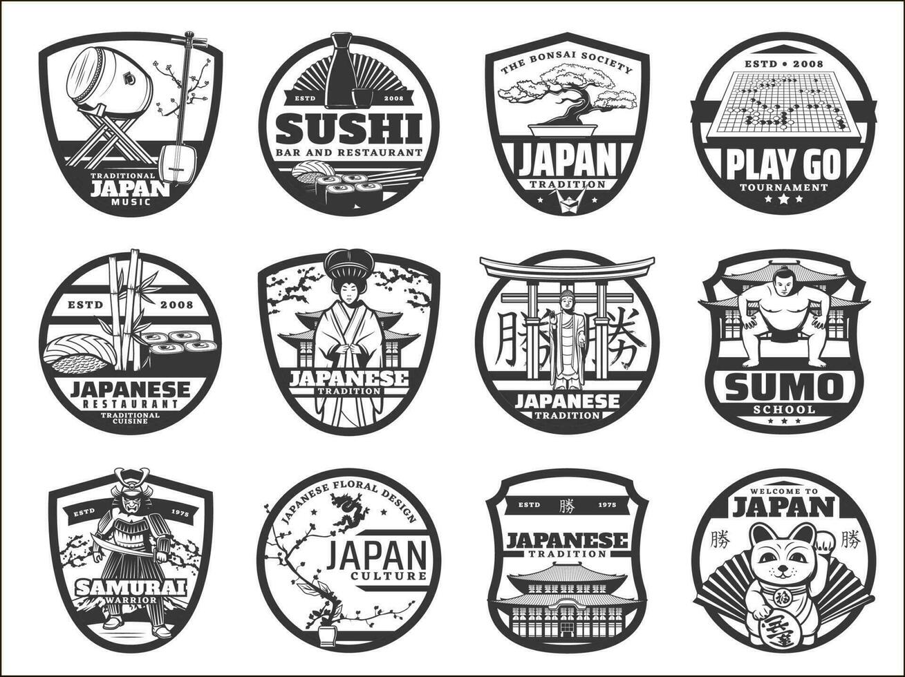 Japans traditie, cultuur, reizen en voedsel vector