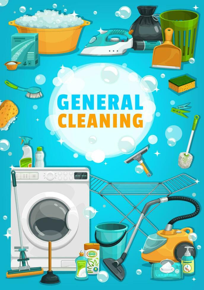 wassen, huishouden en schoonmaak gereedschap vector