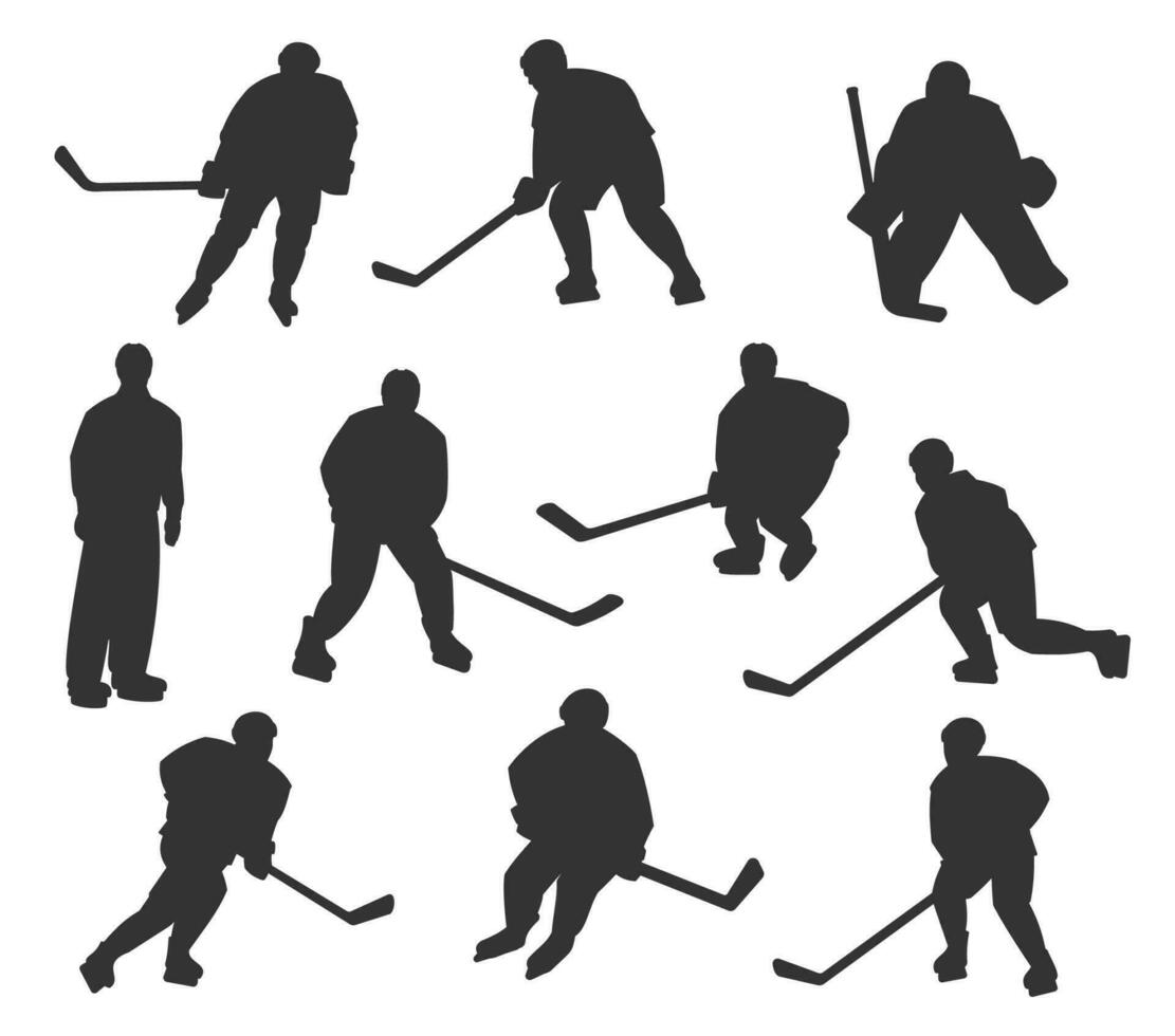 ijs hockey spelers silhouetten reeks vector