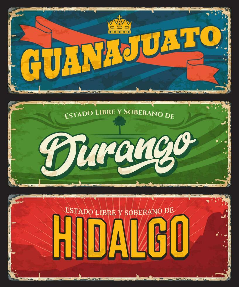guanajuato, hidalgo en durango Mexico staat bord vector