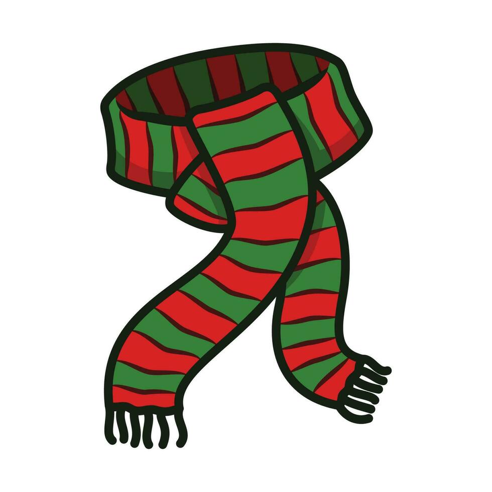 winter rood groen sjaal. nieuw jaar icoon vector illustratie