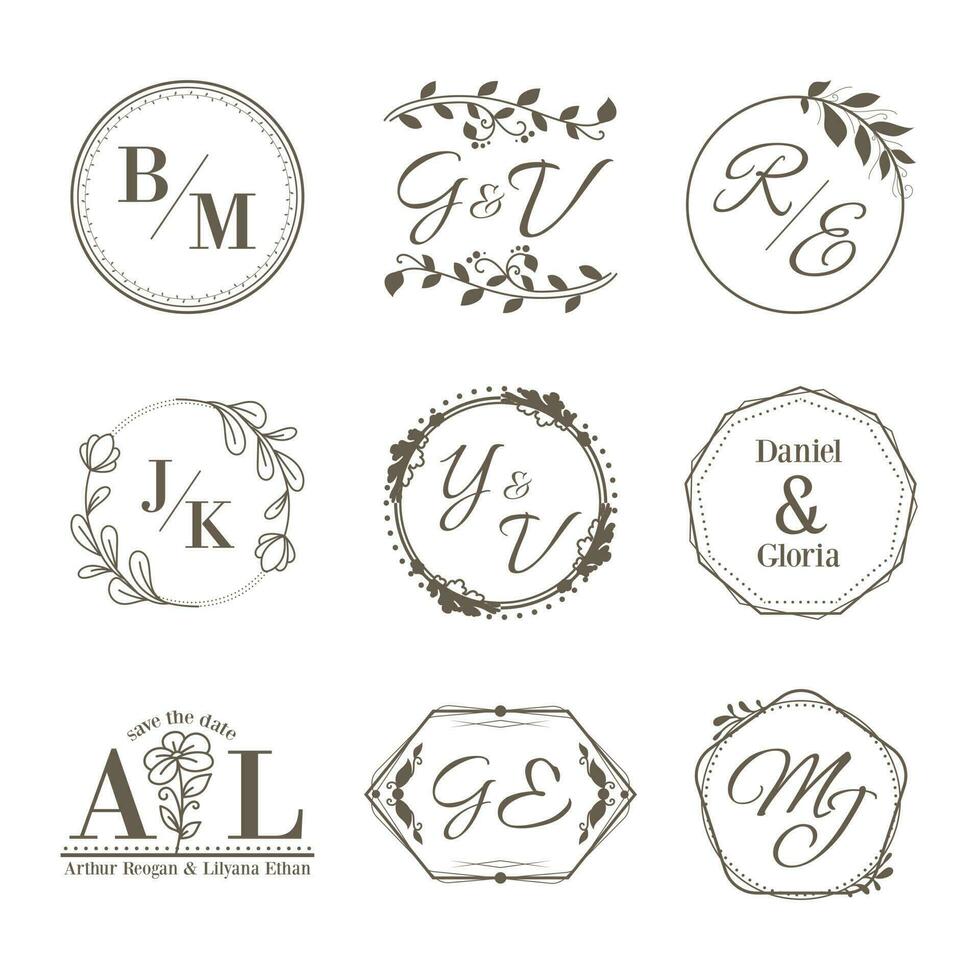 luxe bruiloft monogram vector