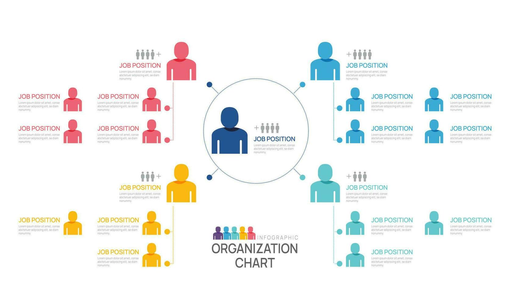 infographic sjabloon voor organisatie tabel met bedrijf mensen pictogrammen. vector infographic voor bedrijf.