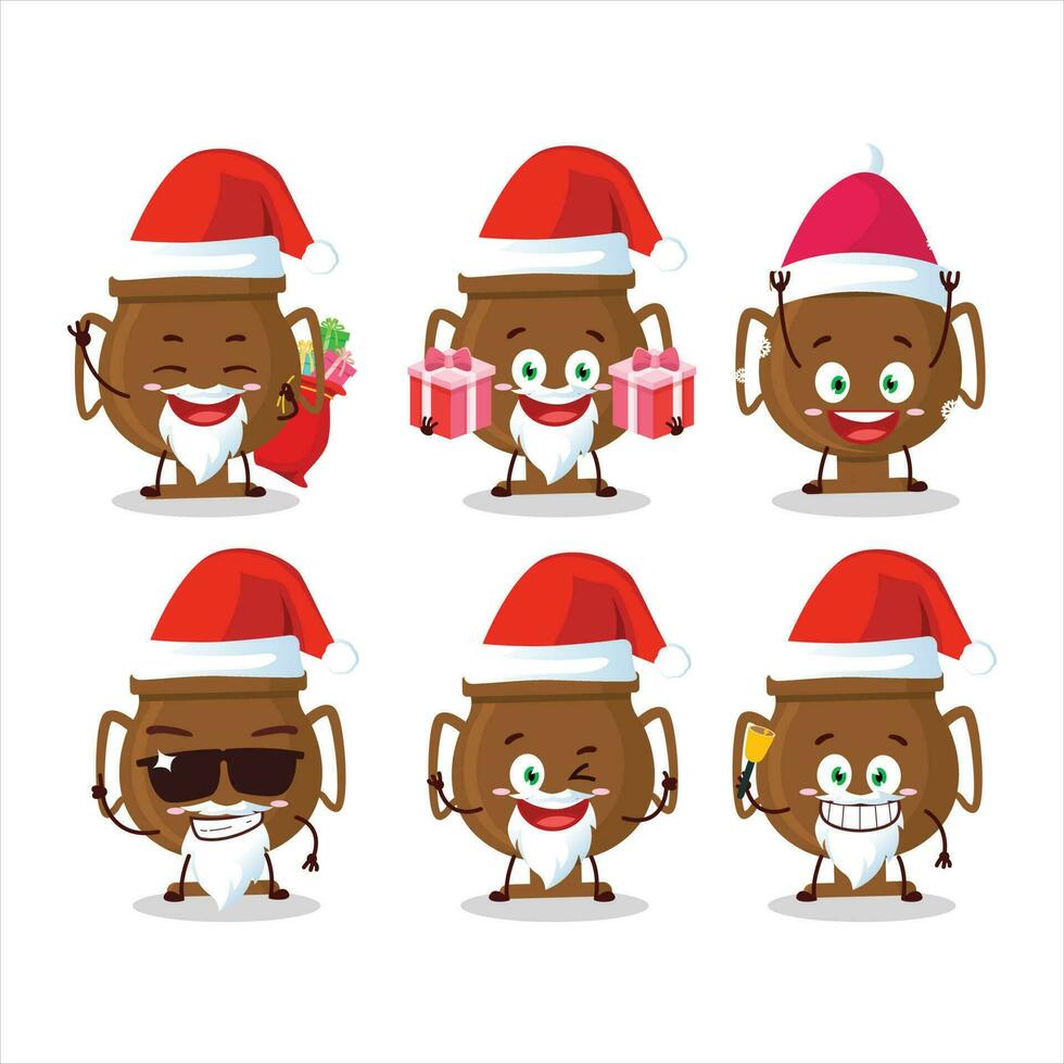 de kerstman claus emoticons met bronzen trofee tekenfilm karakter vector