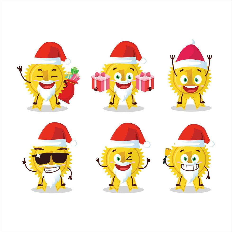 de kerstman claus emoticons met goud medaille lint tekenfilm karakter vector