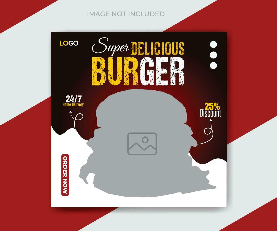 hamburger voedsel menu en restaurant sociaal media post sjabloon ontwerp vector