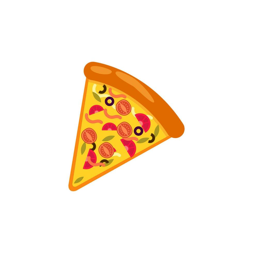 pizza plak icoon vector. pizza plak met gesmolten kaas. plak van peperoni pizza. vector klem kunst illustratie met gemakkelijk hellingen. tekenfilm sticker in grappig stijl met contour.