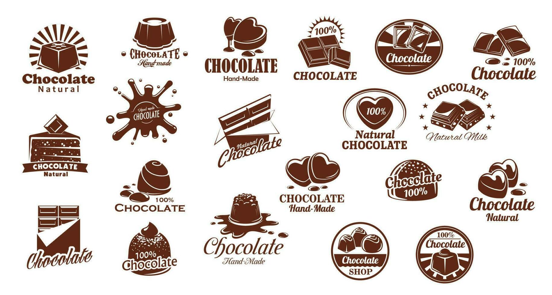 chocola snoepgoed pictogrammen vector reeks