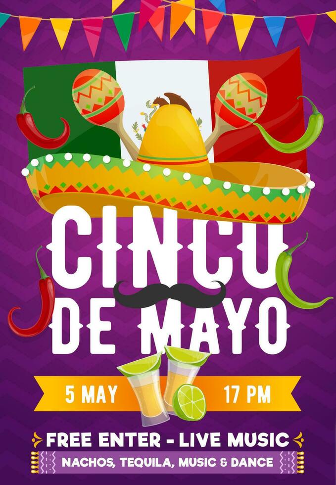 cinco de mayo feest partij poster, Mexicaans vakantie vector