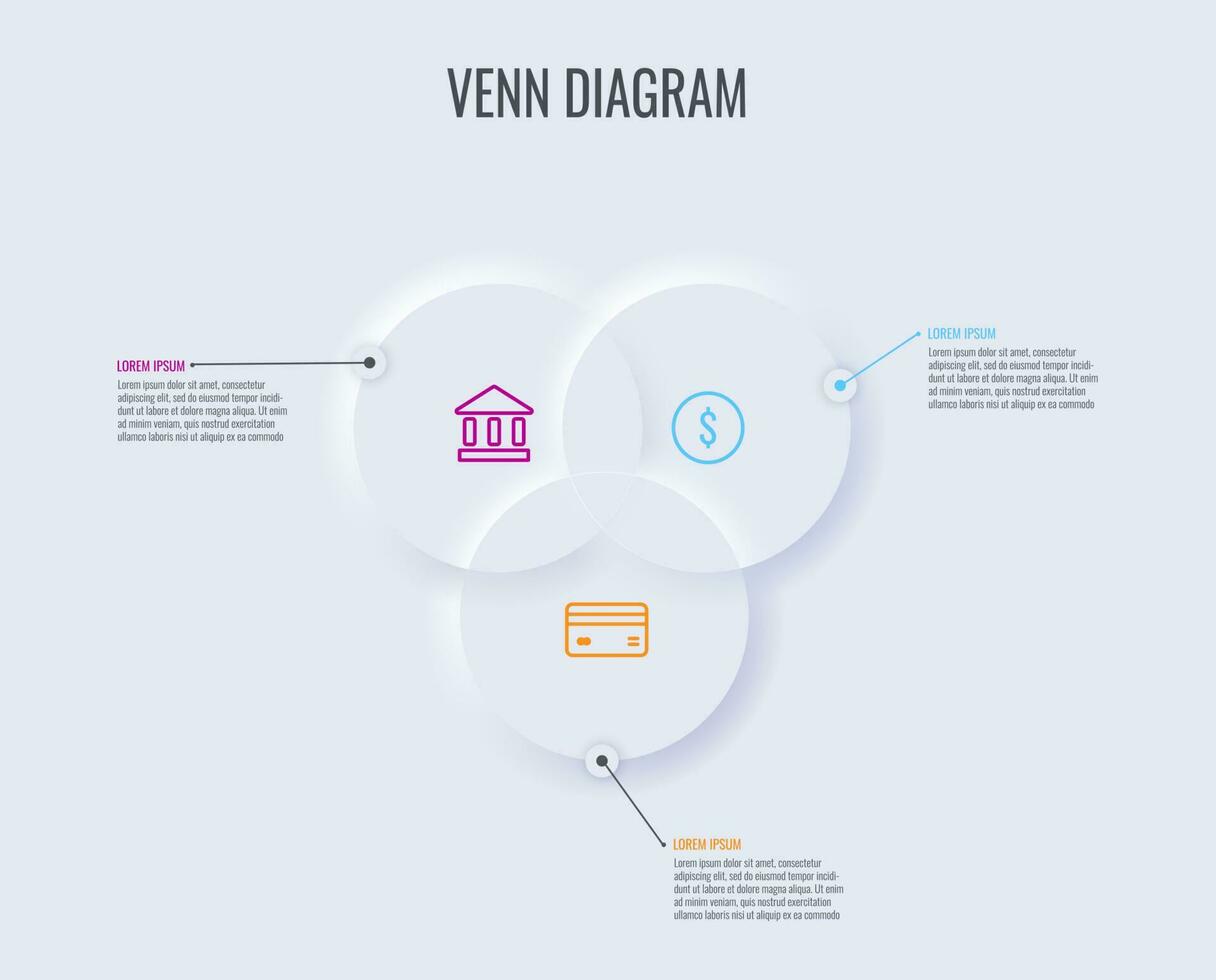 neumorf venn diagram, vector bedrijf tabel