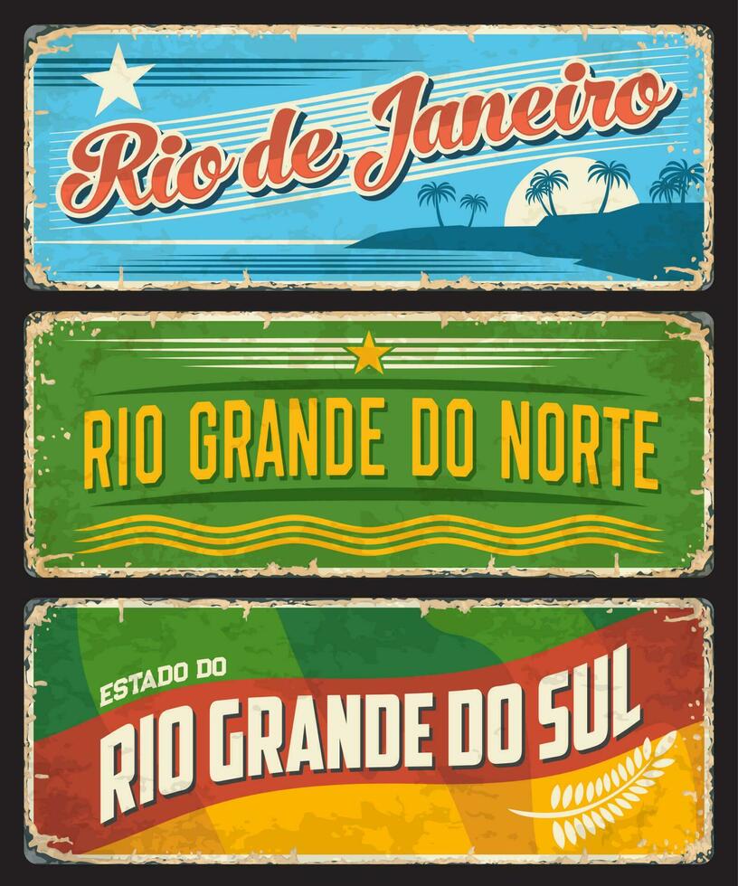 Brazilië Rio de janeiro, grande norte grunge borden vector