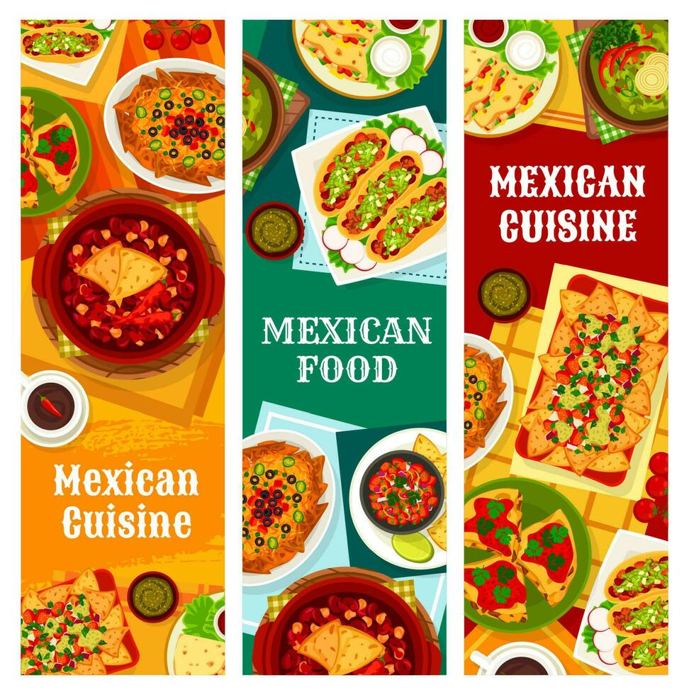 Mexicaans voedsel borden, Mexico keuken menu banners vector