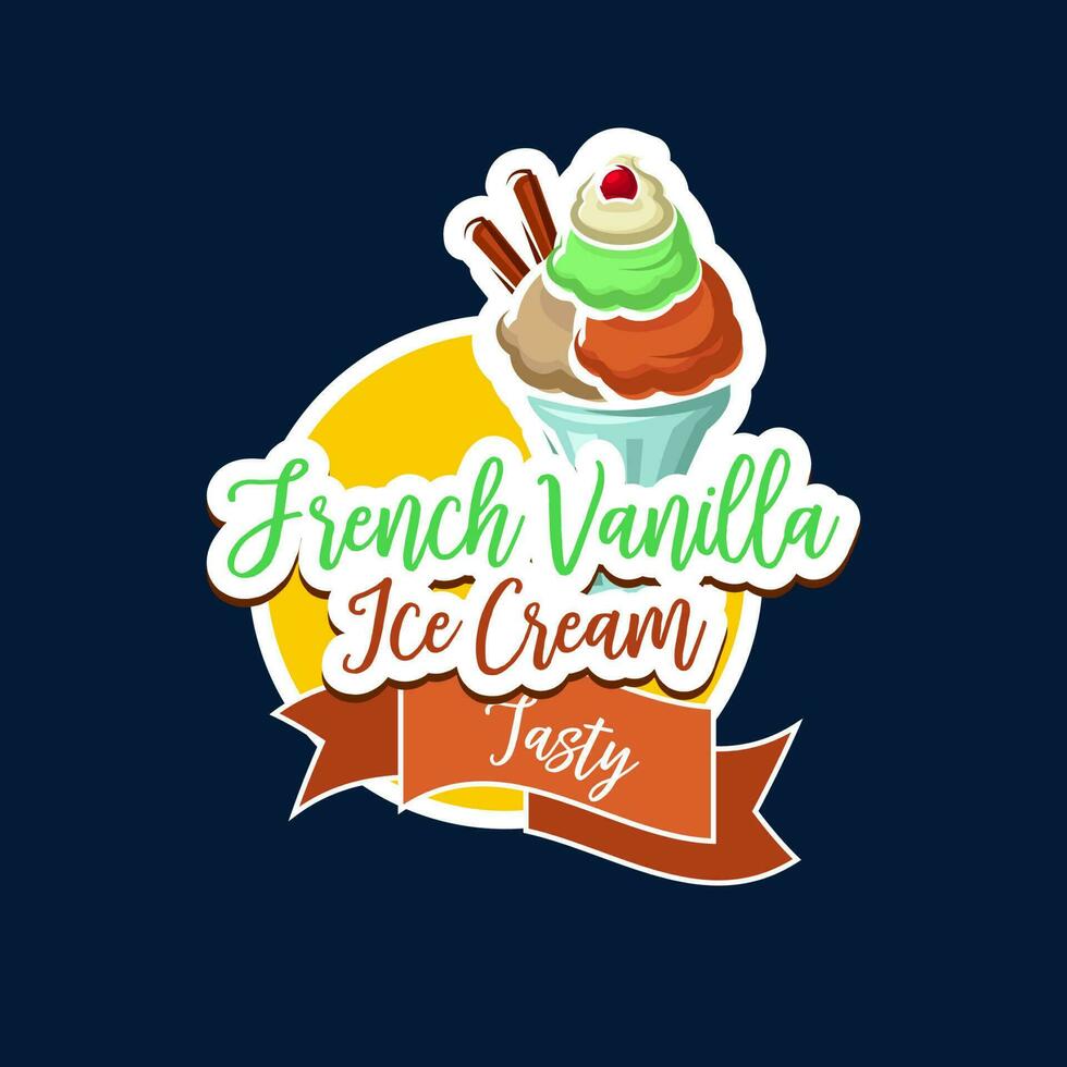 vanille ijs room, zoet voedsel en bevroren desserts vector