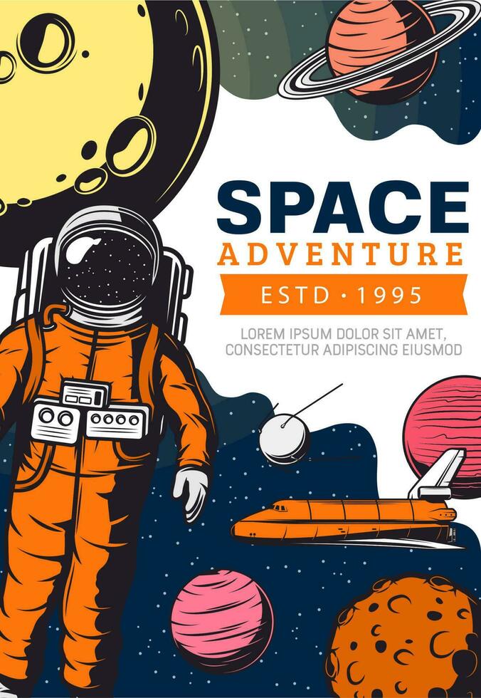 ruimte avontuur, astronaut in ruimte vector banier