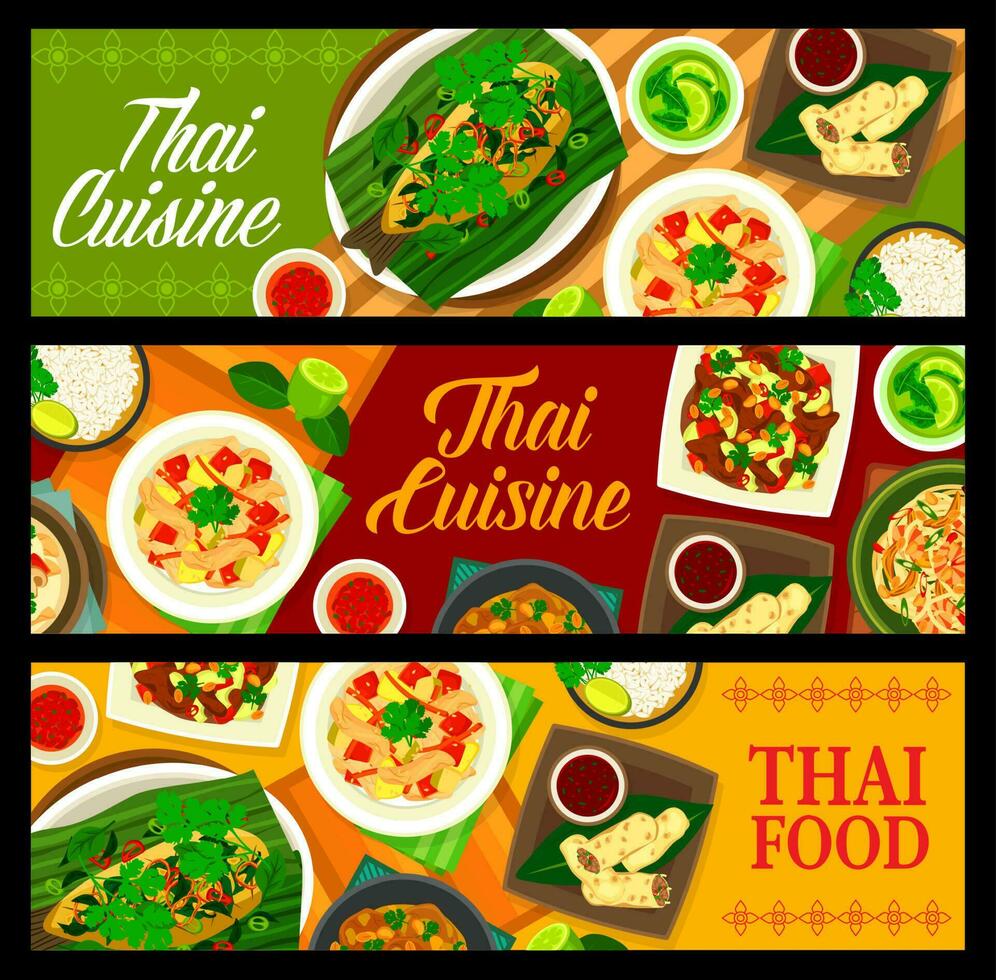 Thais keuken voedsel banners menu, Thailand gerechten vector