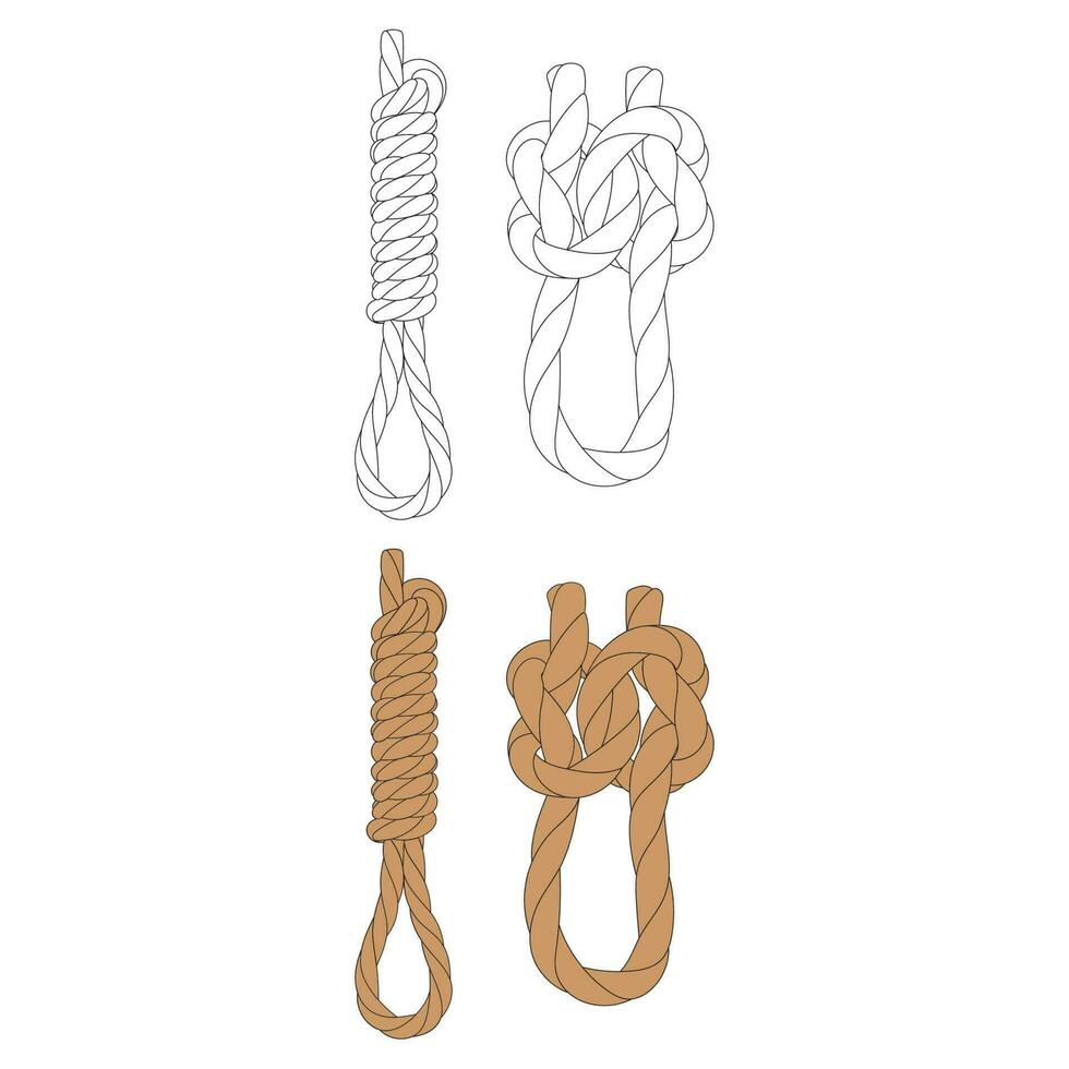 reeks van touw knopen borders ontwerp element. vector illustratie van touw knoop. touw knoop tamplate trainer.