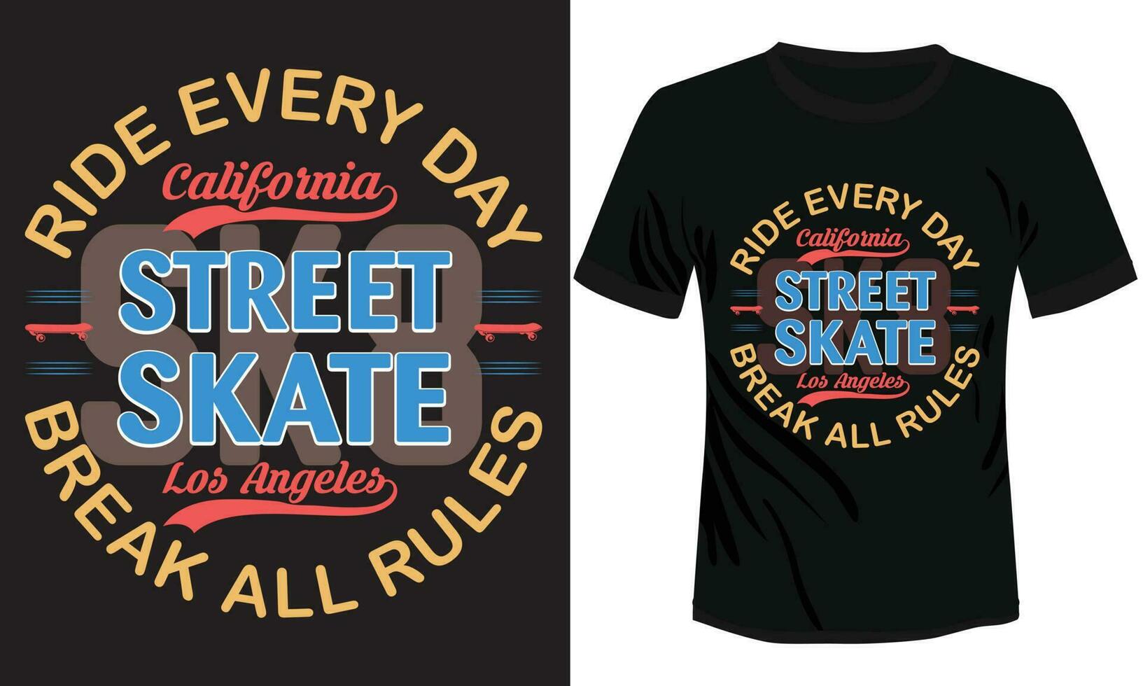 rijden elke dag breken allemaal reglement straat vleet t-shirt ontwerp vector illustratie