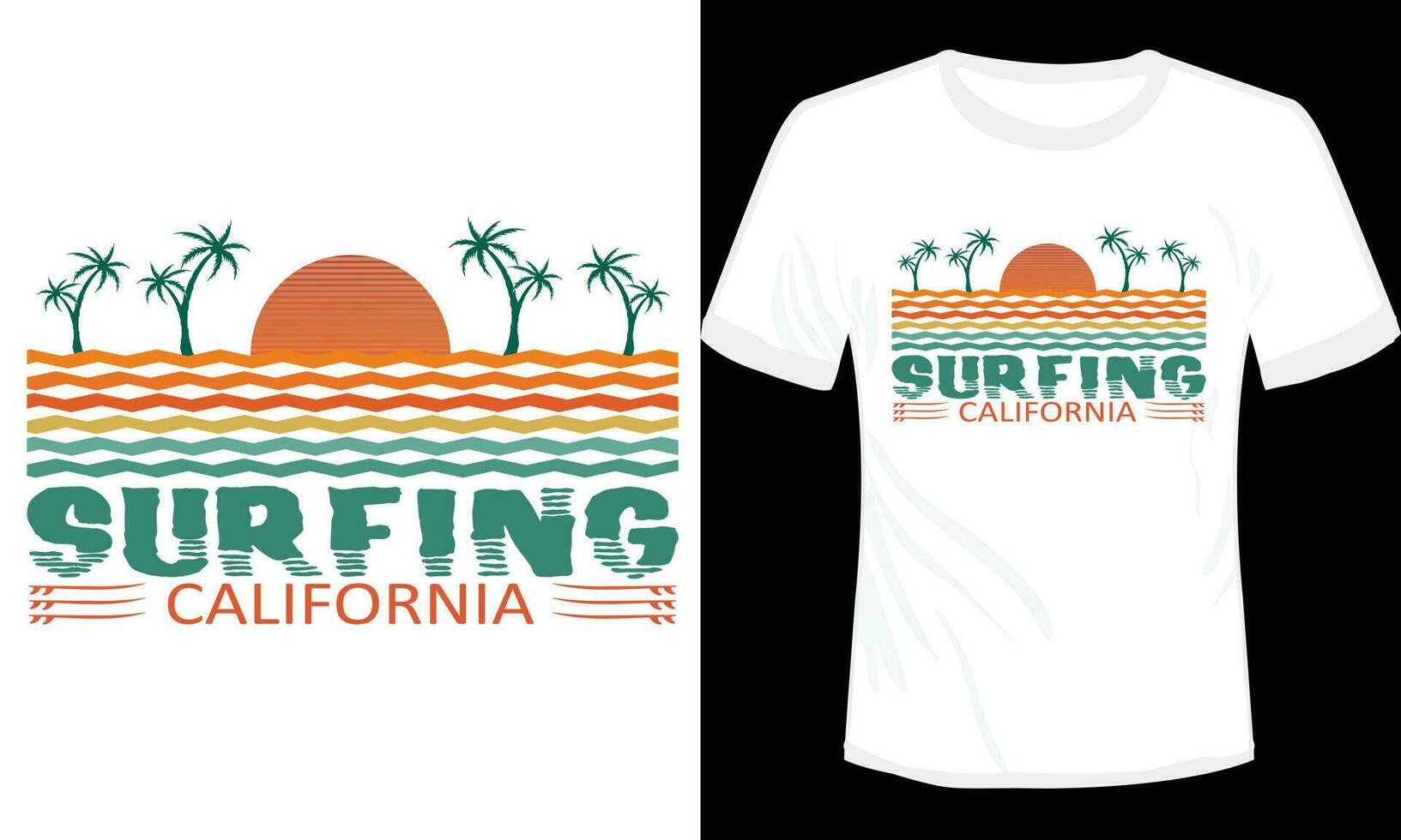 surfing Californië t-shirt ontwerp vector illustratie