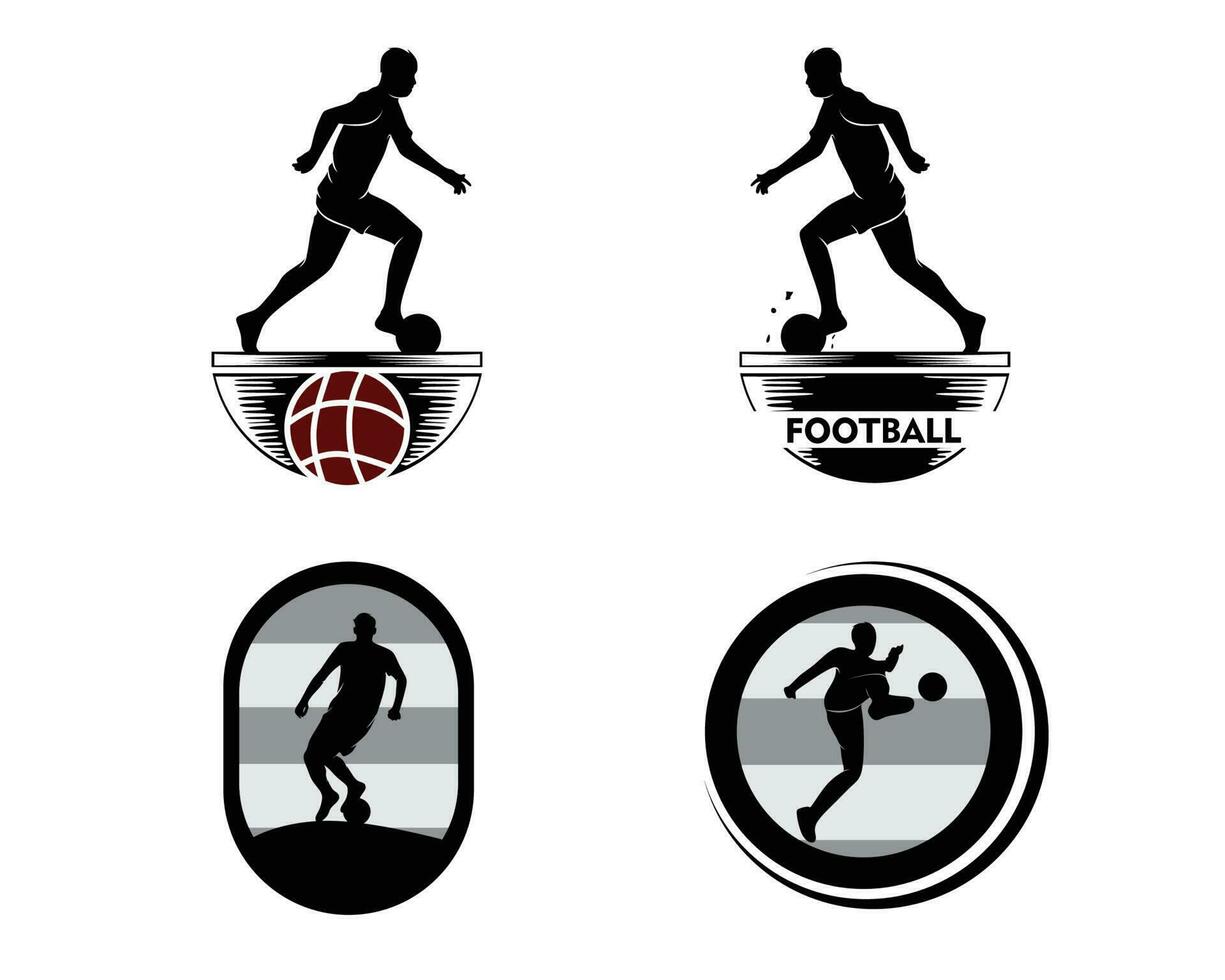 Amerikaans voetbal speler logo silhouet verzameling reeks vector