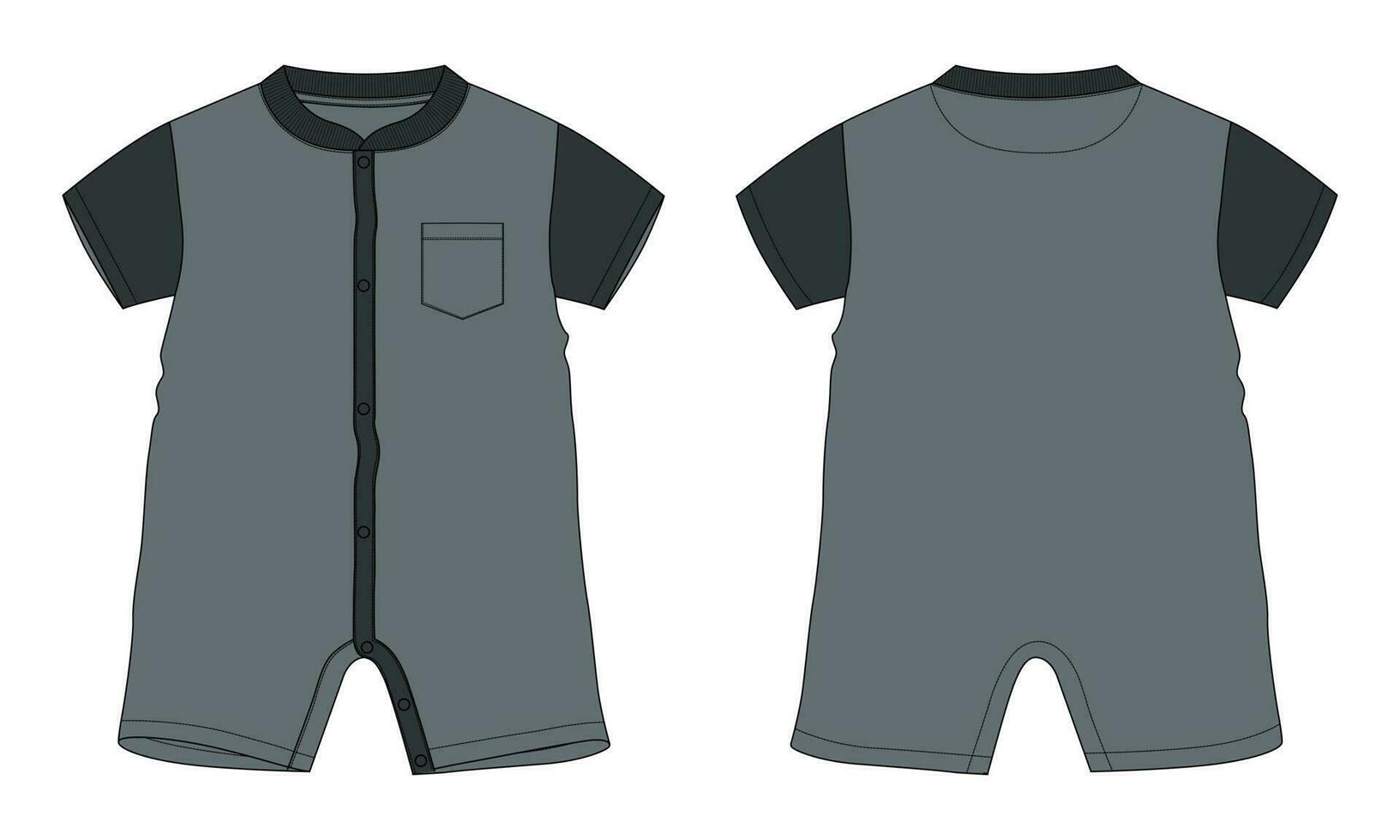 romper bodysuit technisch mode vlak schetsen tekening vector illustratie sjabloon voor kinderen geïsoleerd Aan wit achtergrond