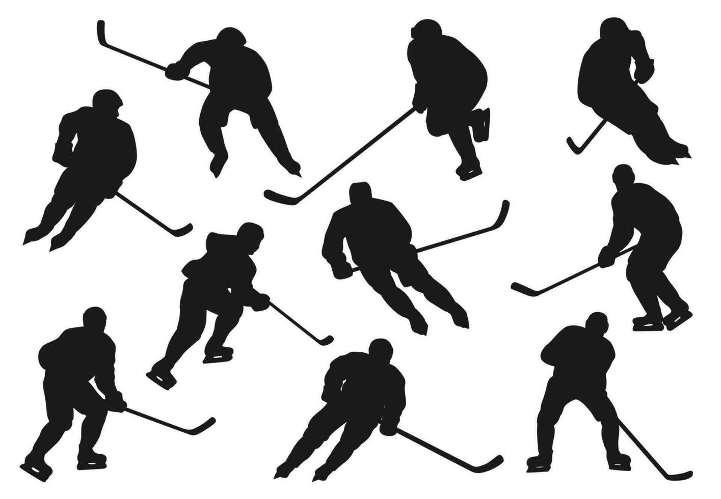 ijs hokey spelers silhouetten, sport team pictogrammen vector