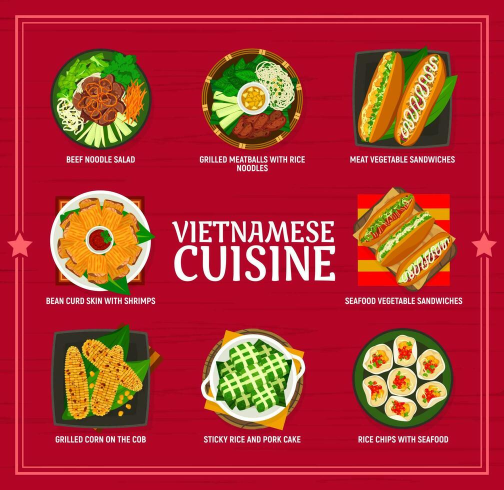 Vietnamees keuken voedsel menu ontwerp sjabloon vector