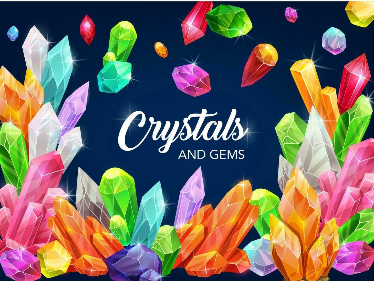 sprankelend schijnen Kristallen en edelsteen poster vector