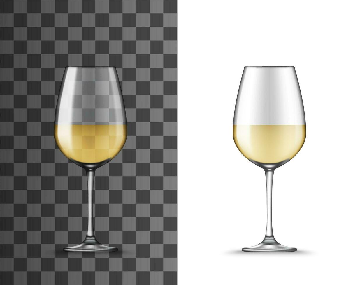 3d realistisch wit wijn glas beker, mockup vector