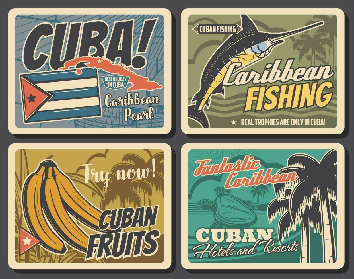 caraïben en Cuba, reis, vissen, vakantie vector