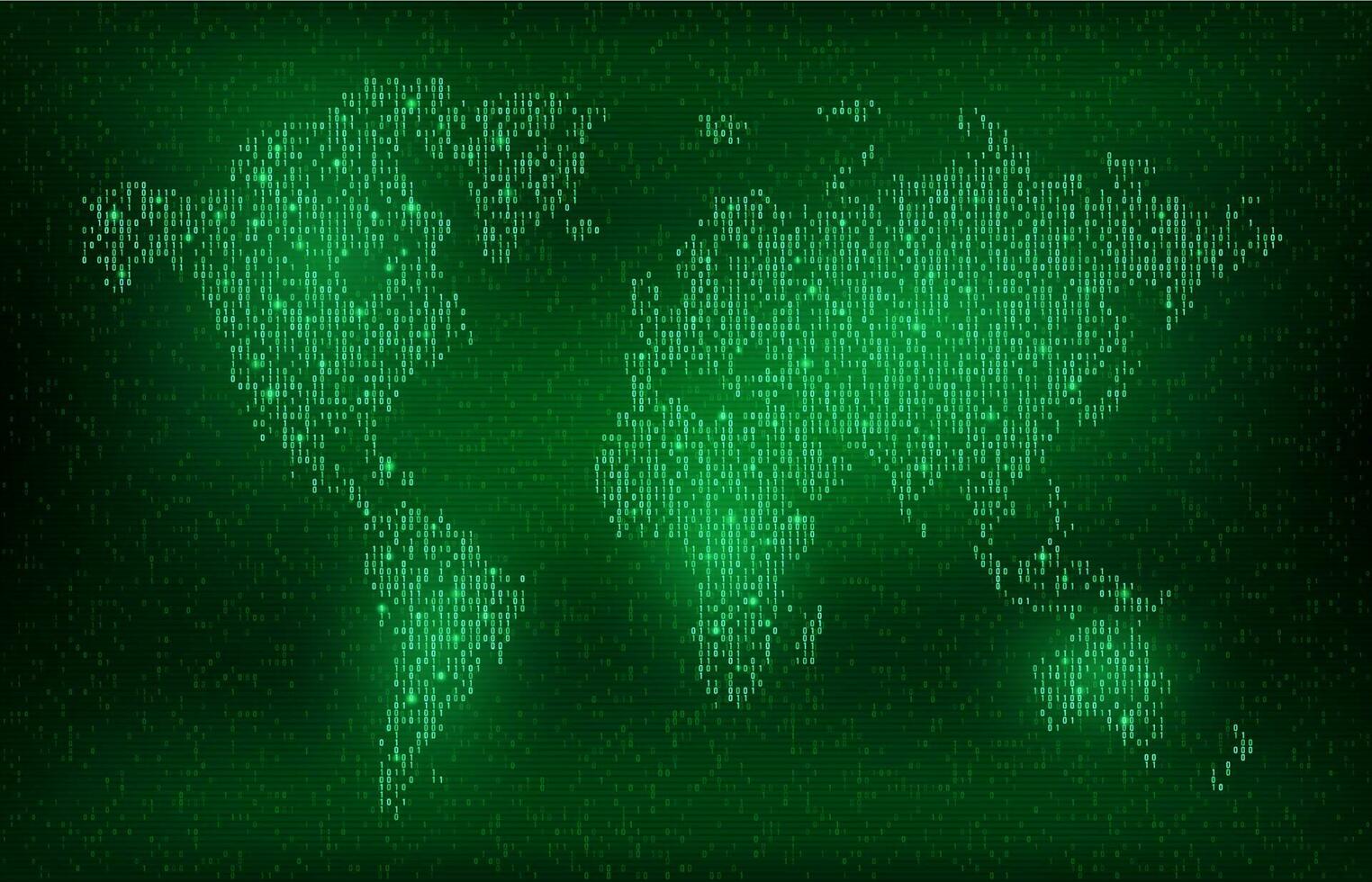 digitaal binair code wereld kaart, toekomst technologie vector