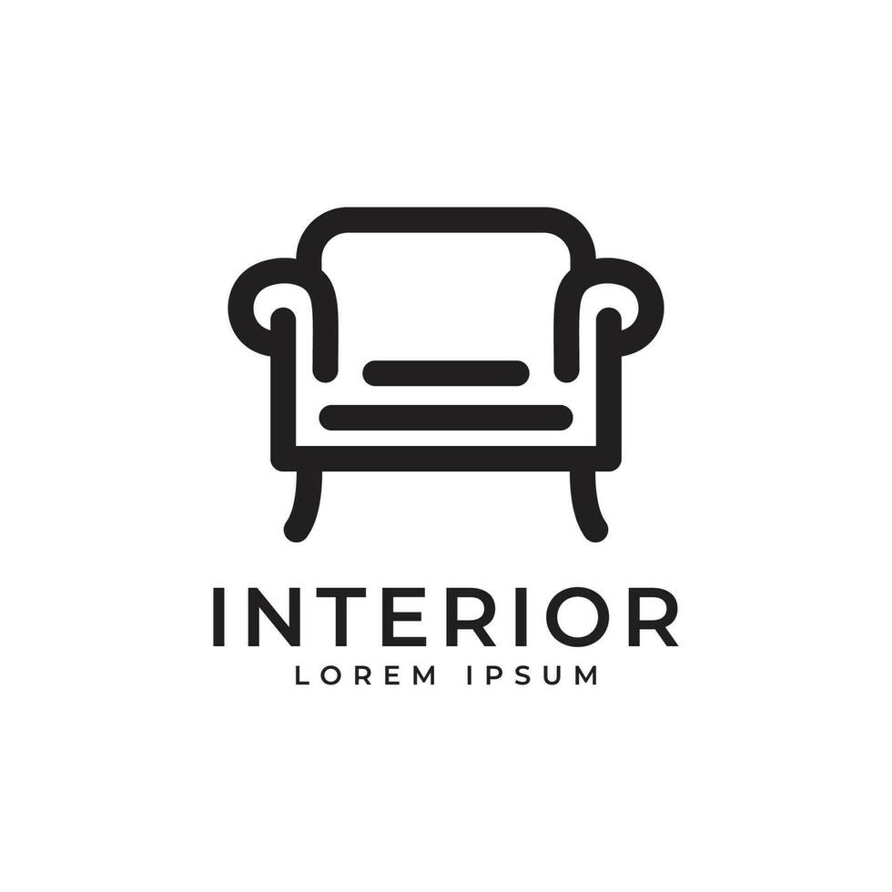 interieur logo ontwerp huis decoratie sofa stoel meubilair concept schets stijl vector