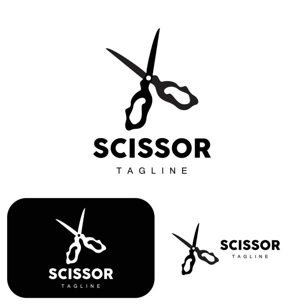 schaar logo, snijdend gereedschap vector, kapperszaak scheermes schaar gemakkelijk ontwerp, illustratie sjabloon icoon vector