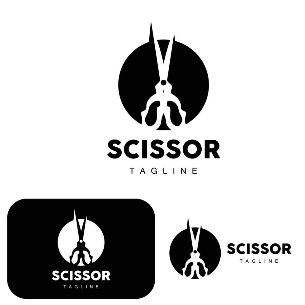 schaar logo, snijdend gereedschap vector, kapperszaak scheermes schaar gemakkelijk ontwerp, illustratie sjabloon icoon vector