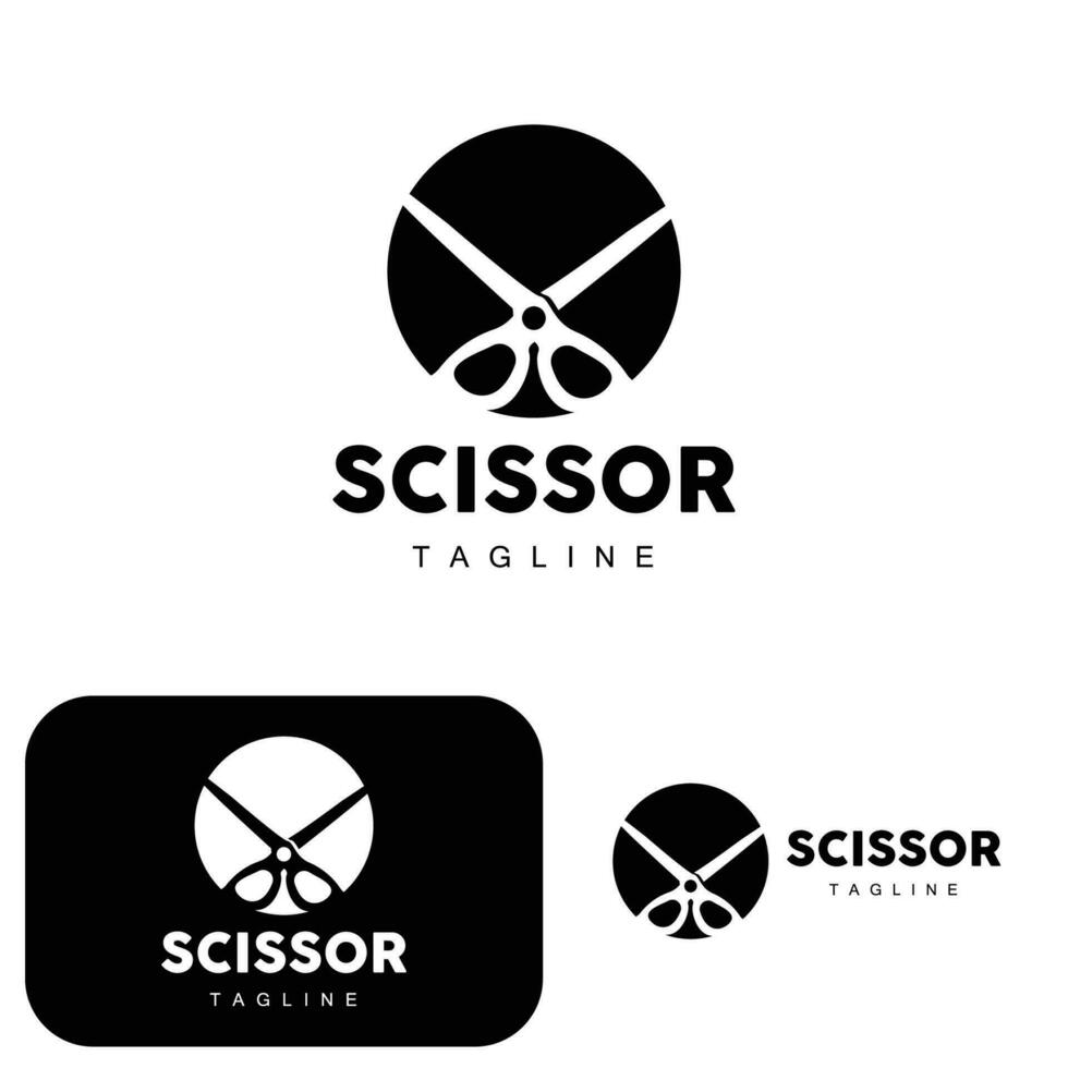 schaar logo, snijdend gereedschap vector, kapperszaak scheermes schaar gemakkelijk ontwerp, illustratie sjabloon icoon vector