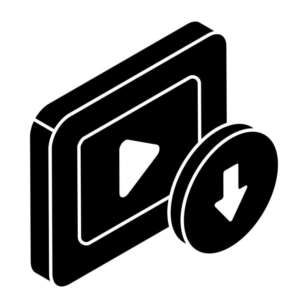 een solide icoon ontwerp van video downloaden vector