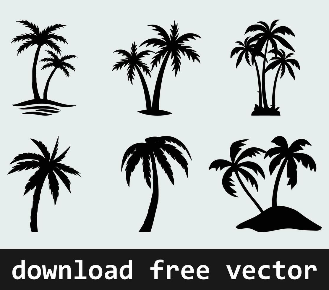 palm bomen silhouet vrij vector