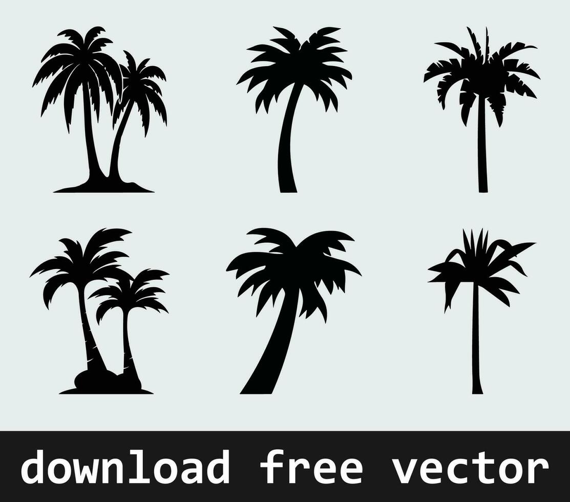 palm bomen silhouet vrij vector