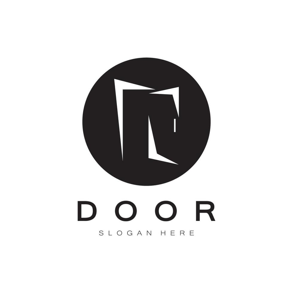 gemakkelijk Open deur abstract logo, met meetkundig vormen, voor gebouw bouw, aannemers, bedrijf eigendom en bouw bedrijven, vectoren. vector