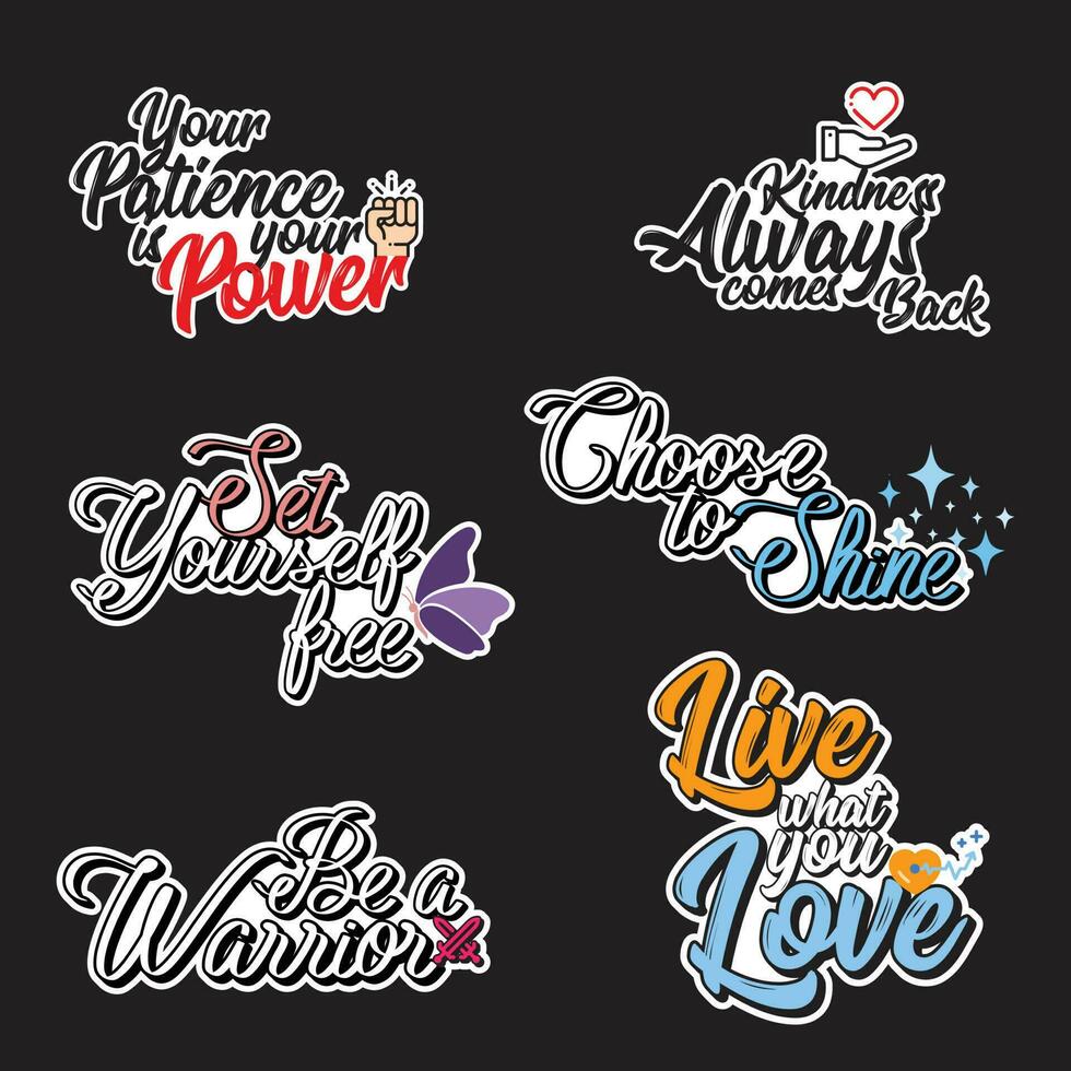 typografie belettering produktiviteit sticker ontwerp pak vector