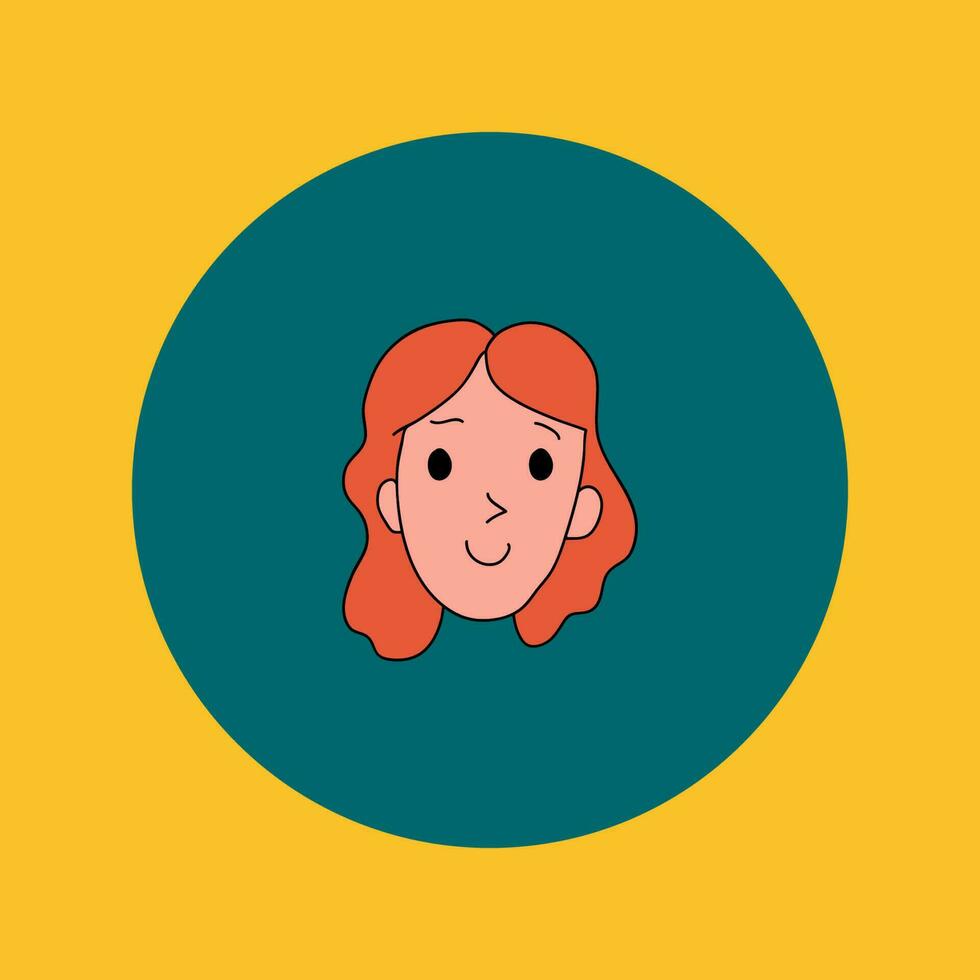 schattig meisje avatar. tiener- meisje gezicht portret met positief gelaats uitdrukking hand- getrokken tekening schetsen vector illustratie