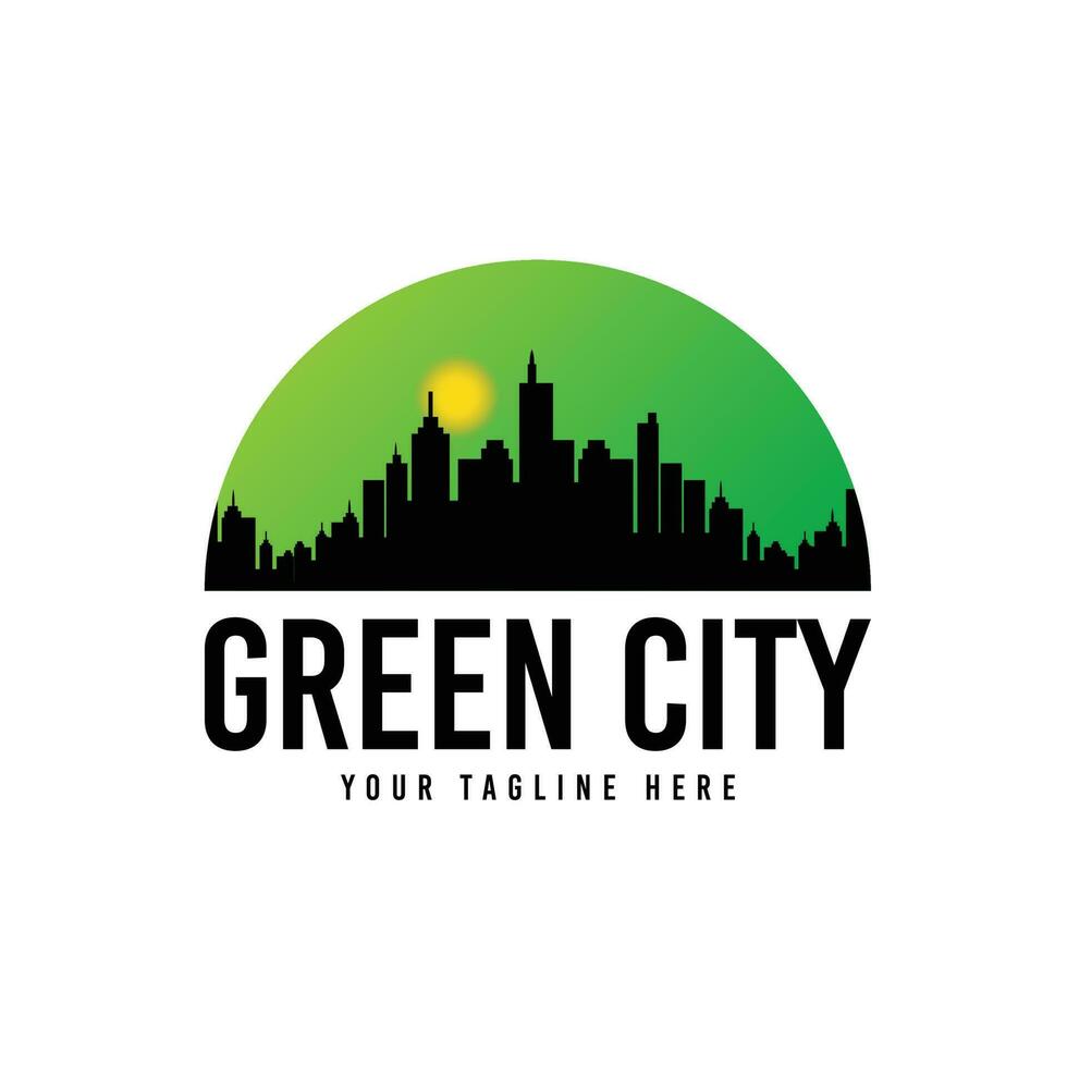 groen stad gebouw logo ontwerp vector sjabloon