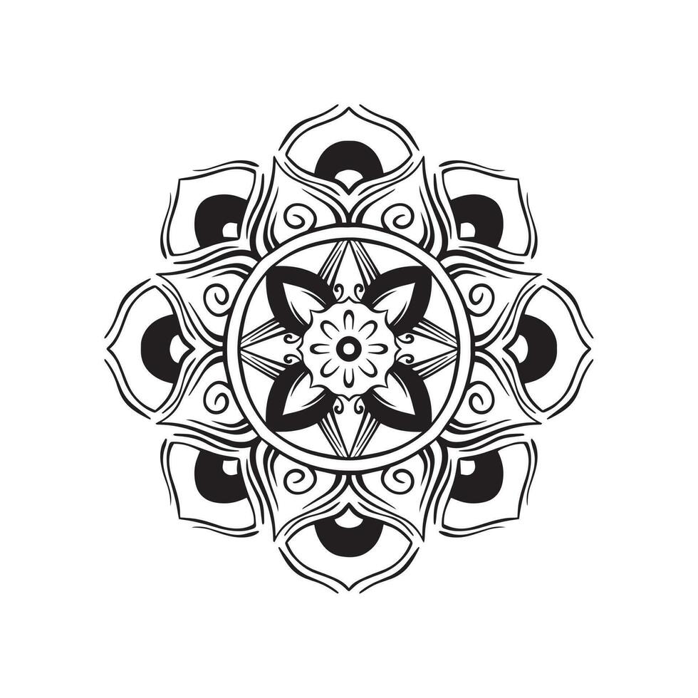 een zwart en wit mandala met een bloem ontwerp Aan het. vector