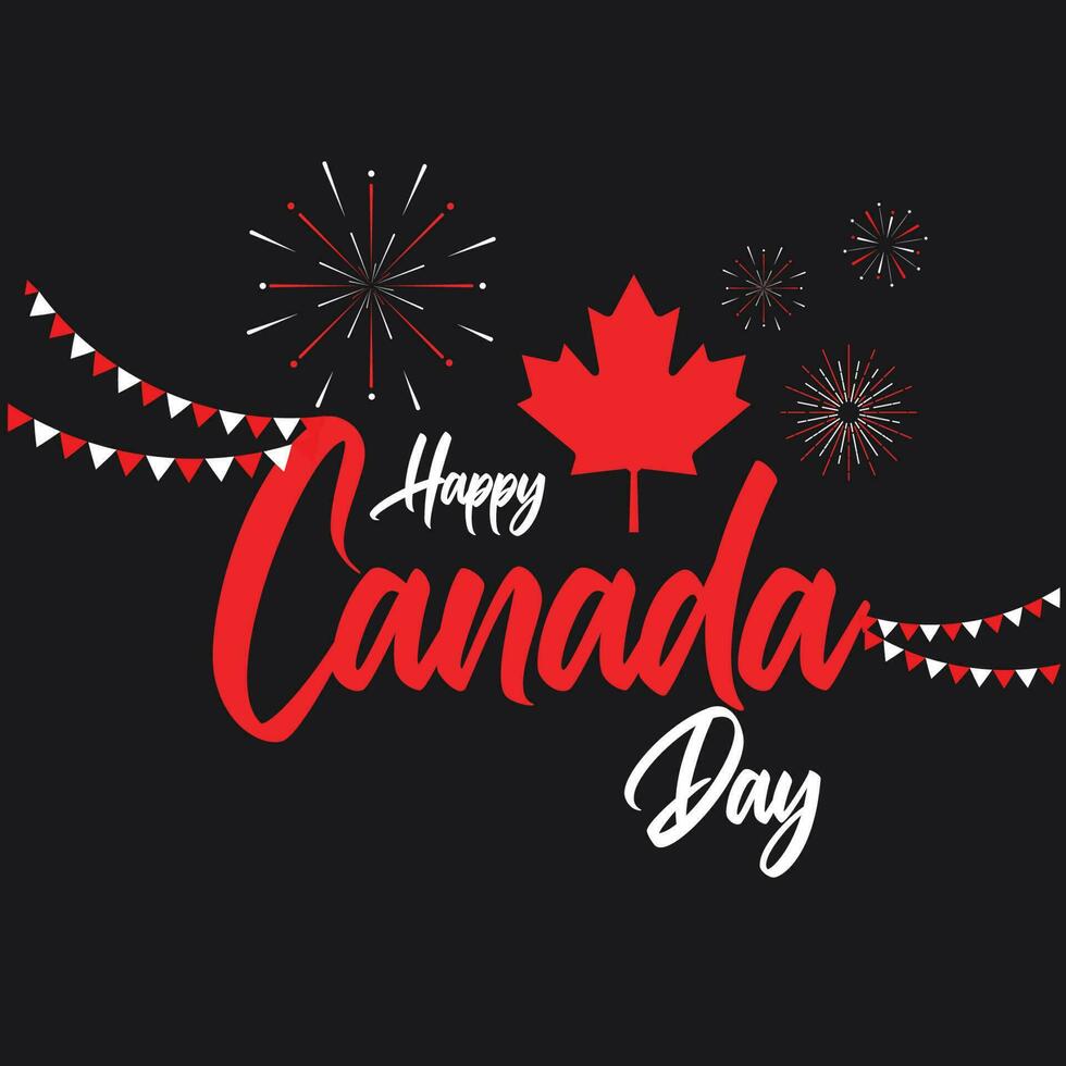 viering van gelukkig 1e juli Canada dag achtergrond met esdoorn- blad, vuurwerk en Gorzen vector