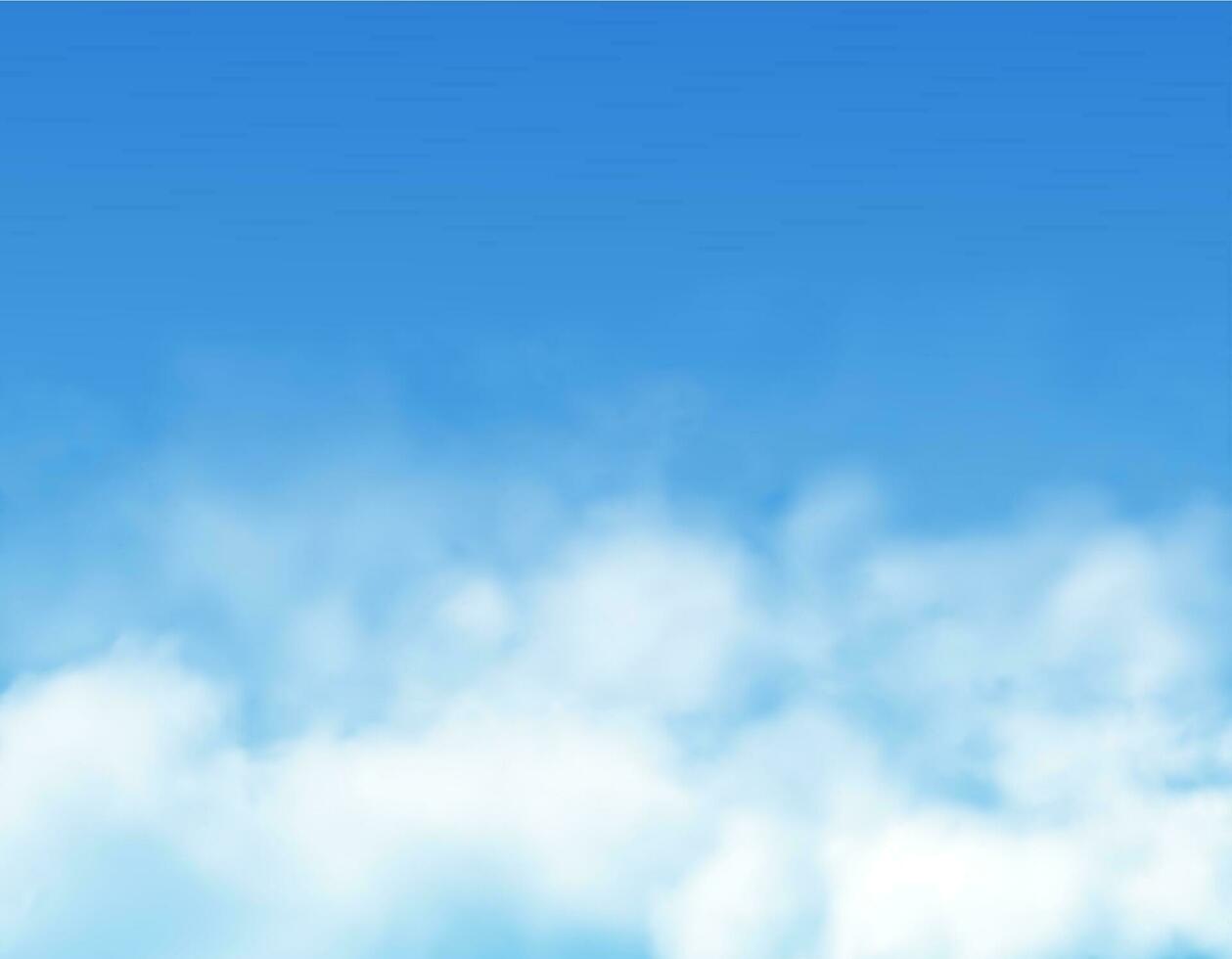 wolken of mist Aan blauw lucht achtergrond, realistisch vector