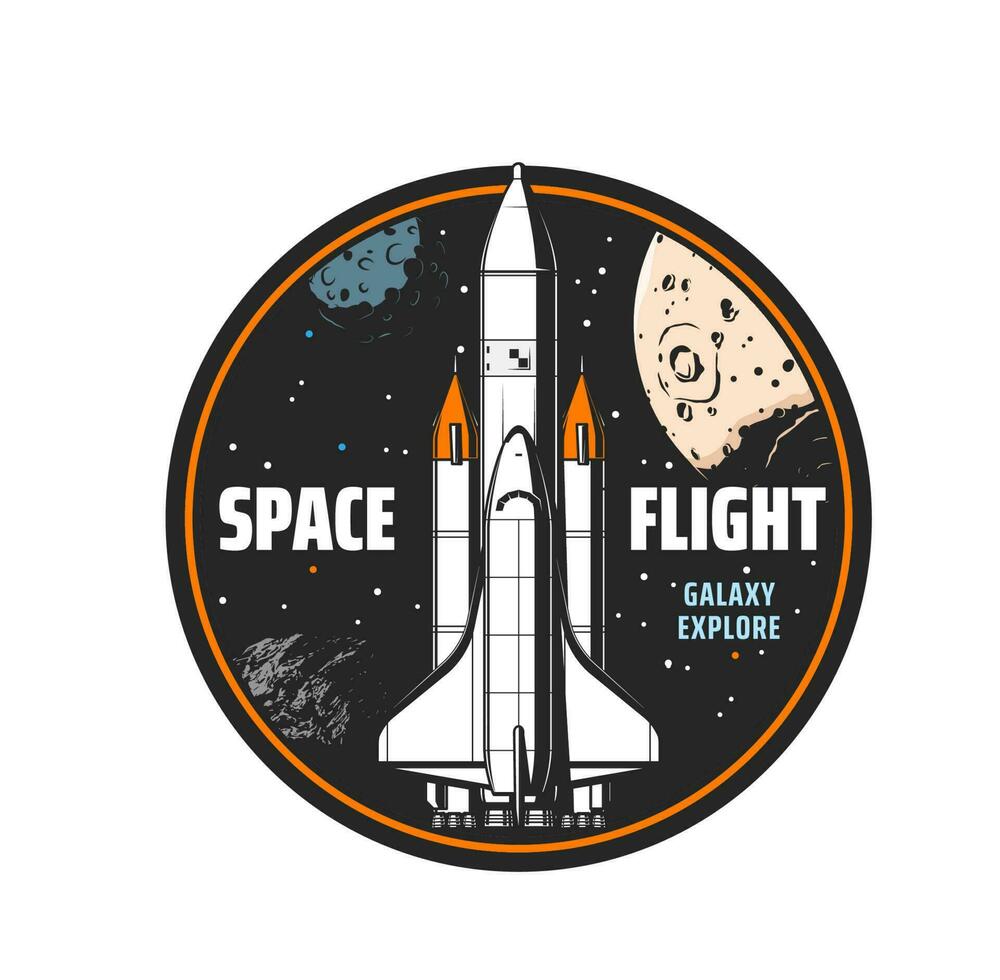 ruimte verkenning, shuttle ruimteschip vluchten icoon vector